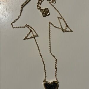 Kendra Scott Gold and Black Heart Pendant Necklace